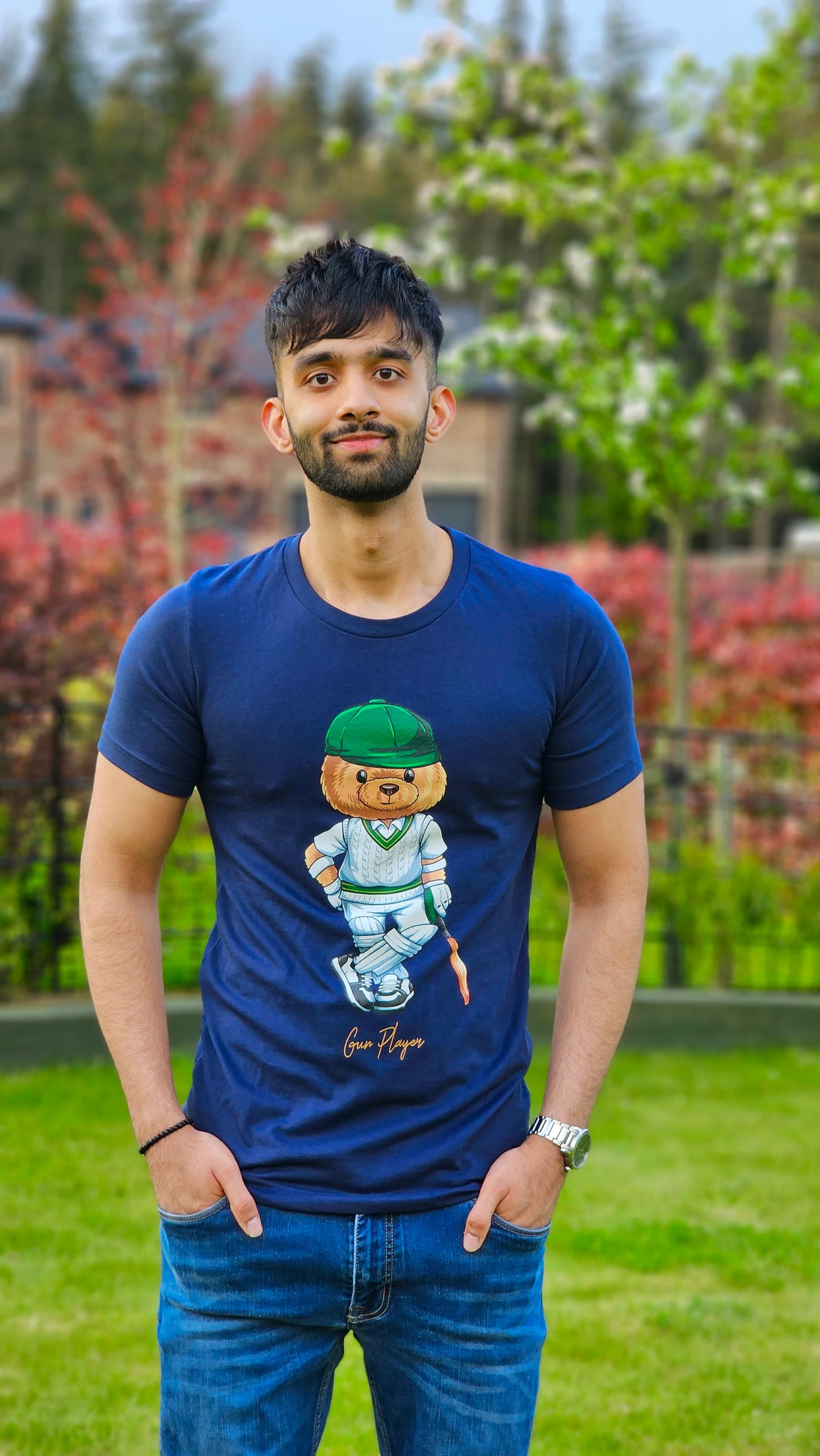OG Cricket Teddy Bear T Shirt Green/Navy